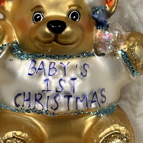Old World Christmas Ornament Baby's 1st Christmas Boys 1st Teddy Bear NWT W/box! - Picture 4 of 15