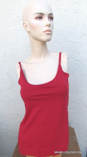 Cami 100% Algodón Pima XL Rojo Bermellón Correas de Espagueti Ajustables Camisola $38 - Imagen 2 de 3