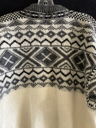 SCAN ALP 100% New Zealand Wool NORDIC CARDIGAN Vintage Pewter Clasps Gray Size L - Picture 6 of 10
