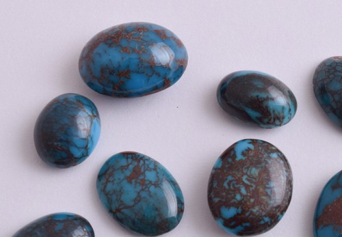 Egyptian Turquoise spiderweb Cabochon/ 23 Cab cabochon stone- 406 Carats-Lot - Picture 3 of 16
