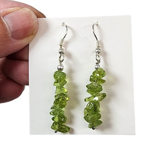 Peridot Chip Earrings in Sterling Silver Plated. 10 Pair Lot - Picture 2 of 2