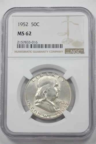 US 1952 Franklin Half Dollar 90% Silver NGC MS62 2427 combine shipping*SFCOIN