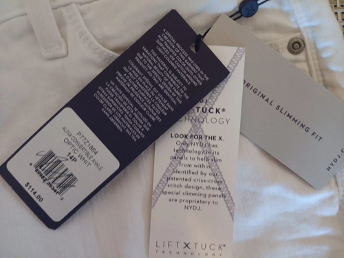 NWT~NYDJ~Alina~CONVERTIBLE ANKLE~optic white~JEANS~crop~Lift-Tuck~sz 14P - Picture 7 of 8