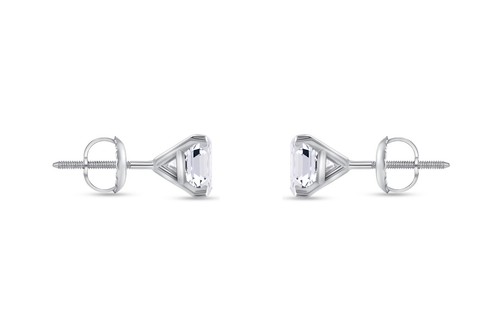 2 Ct Asscher Cut Lab Grown Diamond Earring 14K White Gold F/VS Martini Screw IGI - Picture 3 of 3