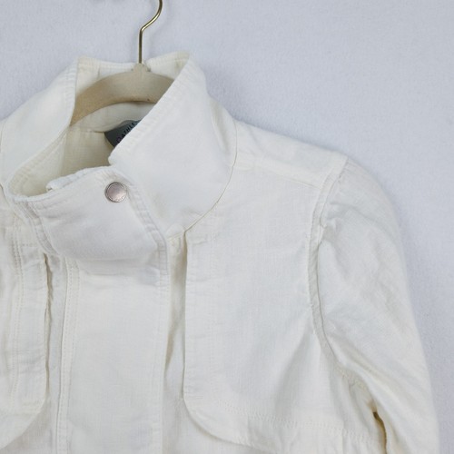 Athleta Jacket Womens Small White Sahara Cropped Linen Moto Full Zip Casual - Picture 2 of 17