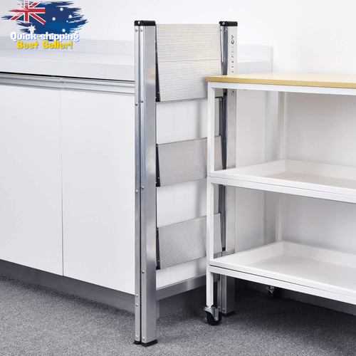 3 Step Aluminium Folding Ladder, Portable Step Stool, Slim Design - Picture 4 of 12