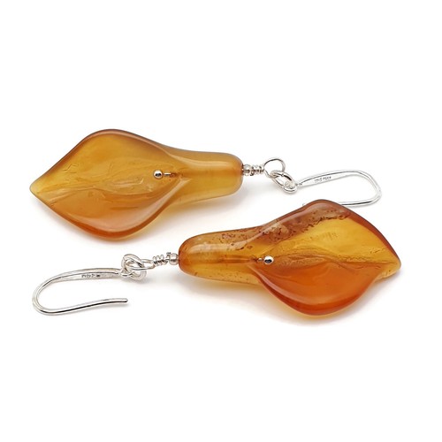 Calla Lily Earrings Crystal Flower Long Dangle Drop Chakra Sterling Silver Hooks - Picture 80 of 84