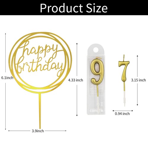 10pieces Number Birthday Candles Birthday Candles Number 09 Glitter Cake Topper - Picture 3 of 7