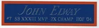 JOHN ELWAY BRONCOS NAMEPLATE FOR AUTOGRAPHED SIGNED FOOTBALL JERSEY PHOTO HELMET