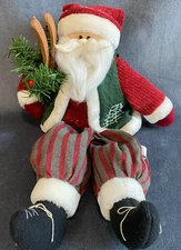 Shelf Sitter Santa With Skis and Garland Delton Products 