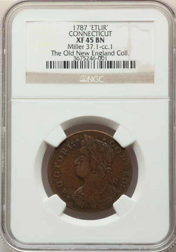 1787-New Haven Connecticut (Colonial) ETLIR M. 37.1-cc.1 (XF 45-NGC)