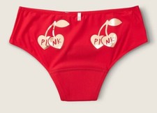Victoria's Secret Pink PERIOD PANTY Hipster MEDIUM New red cherry logo