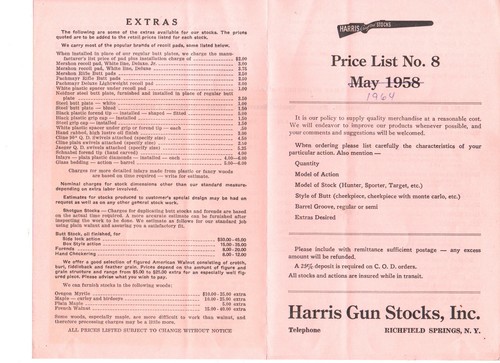 Vintage 1958 Harris Gun Stocks Inc “Rifle Stocks of Distinction” Catalogue #8 - Picture 6 of 9