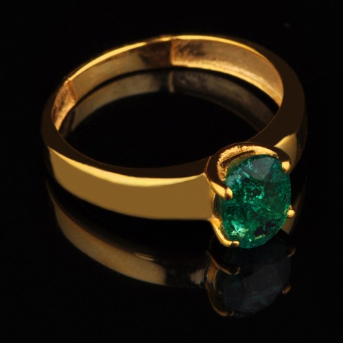 1,00Kt Ovale Form AA Grad Natürlich Sambian Grun Smaragd Ring Im 585er Gelbgold - Bild 7 von 7