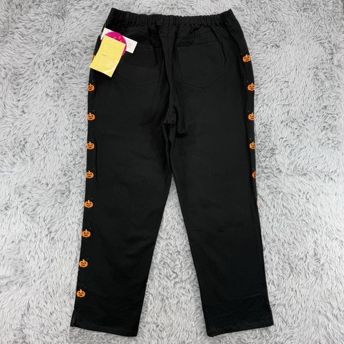 Quacker Factory Pants Women’s 1X Black NWT Pumpkin Embroidery AOP Holiday - Picture 14 of 15