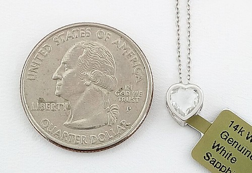 GENUINE 0.85 Cts WHITE SAPPHIRE PENDANT 14k WHITE GOLD - Free Certificate - Picture 5 of 9