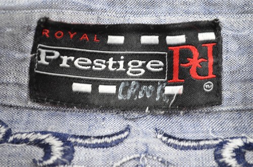 Royal Prestige Shirt Men's L? Gray Short Sleeve w/ Embroidery & Rhinestone Stud - Picture 11 of 18