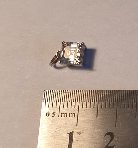 14K White Gold Asscher Cut Quality 1ct White Moissanite Pendant - Picture 15 of 15