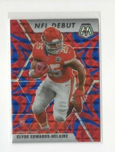 2020 Mosaic NFL Debut Reactive Blue Prizm Clyde Edwards-Helaire Rookie Card #266