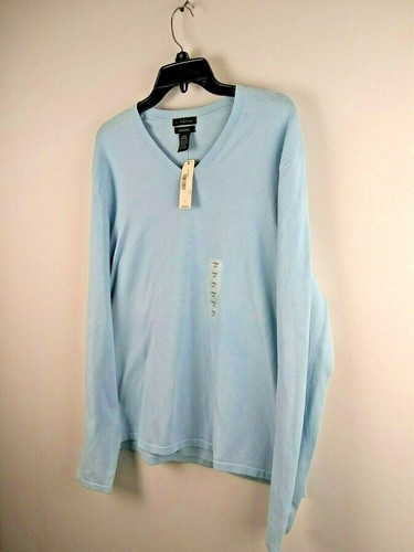 Suéter Pima Algodón J Ferrar Talla L Para Hombres Azul Manga Larga Cuello en V Nuevo con Etiquetas - Imagen 3 de 8