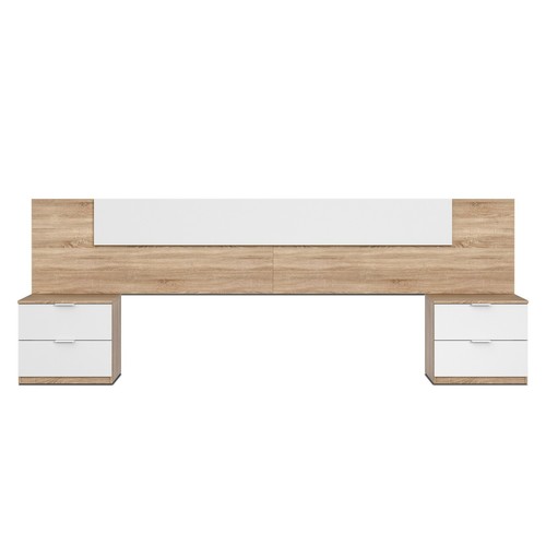 Cabezal y mesitas de noche, cabecero de matrimonio, mueble de dormitorio, Alaya - Imagen 16 de 23