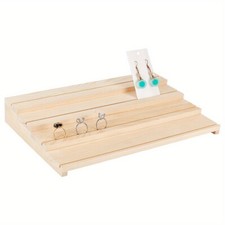 1pc 4-Tier Wood Jewelry Display Riser Stands Wooden Jewelry Organizer Holder