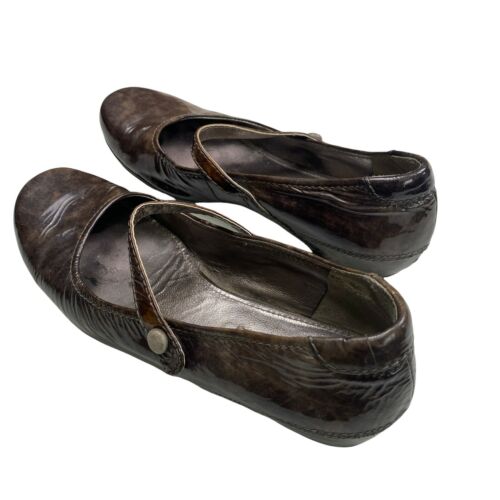ECCO Womens SZ 8.5 US 39 EU Brown Leather Arch Strap Comfort Rubber Sole Flats - Picture 3 of 9