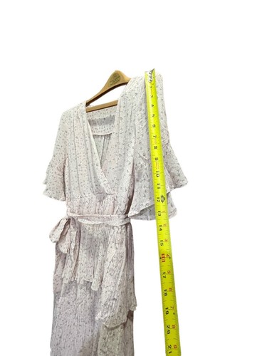 Light Purple/Lilac Women Tiered Wrap Dress, Sz L, worn 1X EUC FLORAL Summer - Picture 4 of 9