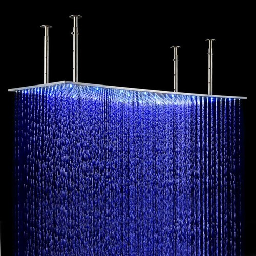 12 "x24" Lujo Doble Función LED Baño Ducha Set Cabeza Válvula de latón Handheld - Imagen 4 de 9