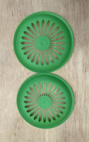 RIUTILIZZABILE Set 2 Portapiatti Carta Plastica Picnic BBQ Campeggio Festa Verde - Foto 2 di 2
