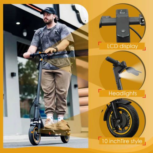 HEZZO 36V 500W foldable electric scooter 10" Tires High Speed Long Range 37Miles - Picture 5 of 11