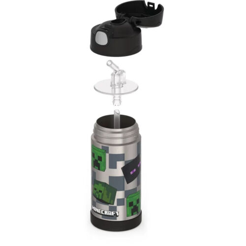 Botella de paja de acero inoxidable aislada al vacío Thermos para niños, Minecraft - Imagen 7 de 7