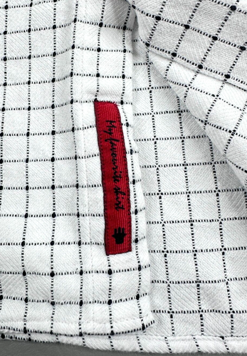 Visconti Black Window Pane Button Down Shirt Men's Medium White - Picture 6 of 15