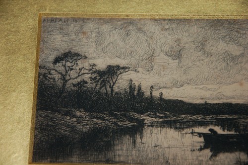 1874. ADOLPHE APPIAN. BARBIZON IMPRESSIONIST. AUTUMN EVENING ROSSILLON. ETCHING - Picture 2 of 7