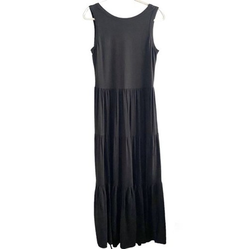 Soft Surroundings Black Sleeveless Tiered Maxi Dress M Boho Whimsy Goth Witchy - Picture 3 of 8