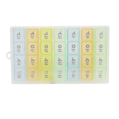 7 Tage Wöchentlich Pillen Organizer Etui Tragbar Farbcodiert Behälter Medizin Halter - Bild 2 von 10