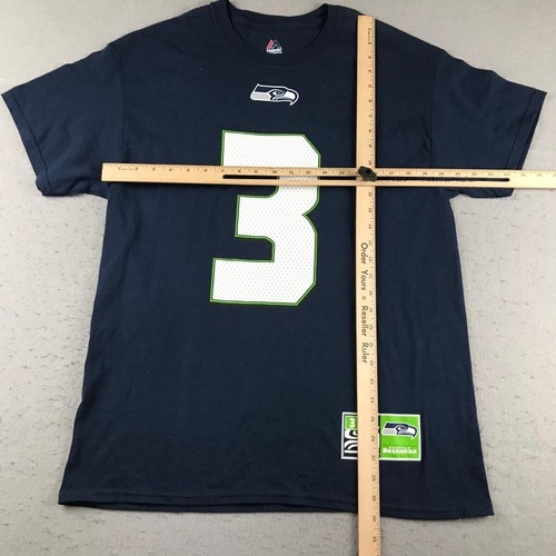 Seattle Seahawks Shirt Mens Large Blue Wilson #3 Crew Neck Short Sleeves NFL Tee - Picture 7 of 11