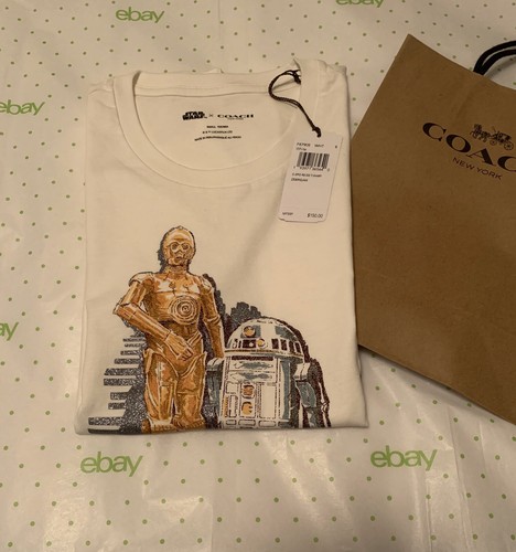 Nueva Camiseta Para Mujer Coach x Star Wars Mangas Cortas Blanca, S LE C-3PO R2-D2 F87905 - Imagen 4 de 7