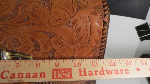 Vintage Hand Tooled Leather Purse Shoulder Handbag Bag Floral - Picture 9 of 9