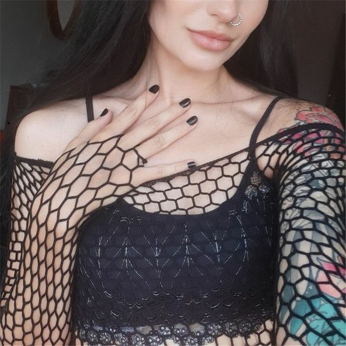 Fishnet Camisole Crop Top Women Spaghetti Straps Tank Vest Top Casual Nightwear - Picture 8 of 18