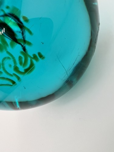Vtg Cenedese Murano Art Glass Owl Blue Green Italian Italy With Label & Signed - Picture 11 of 14