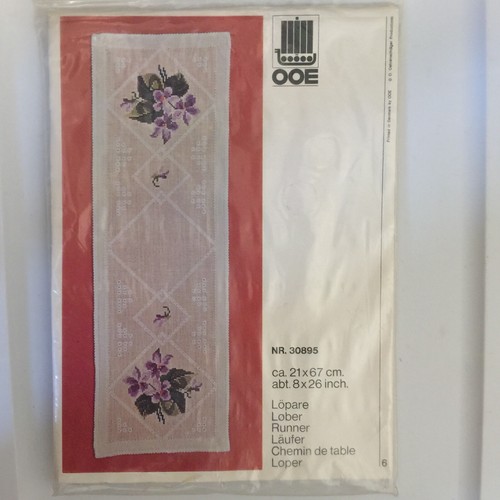 OOE Oehlenschlager Runner Cross Stitch Kit Denmark Purple Pansy Unopen
