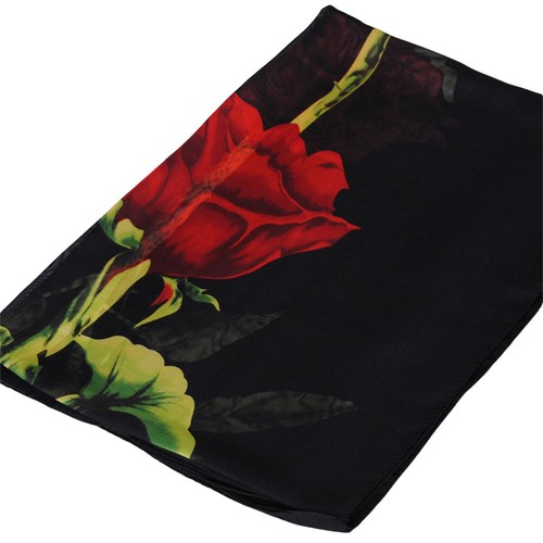 Mujeres Elegante Rosa Bufanda Envoltura Floral Suave Chifón Pañuelo Bandele Pañuelo  - Imagen 4 de 13
