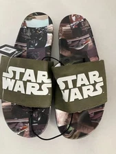Star Wars Slide Sandals BIOWORLD The Mandalorian Olive Green Size Medium New