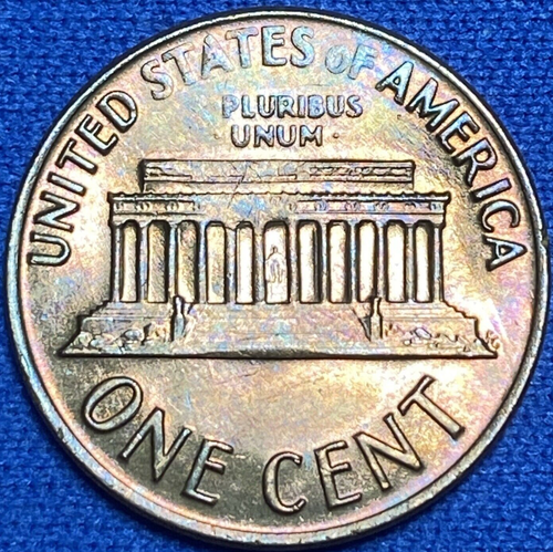 1972-D Lincoln Memorial Penny Beautiful Lustrous Rainbow Toned Coin #7 - Picture 6 of 8