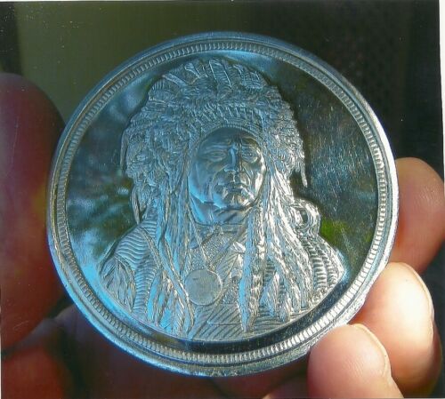 5oz SILVER round CHIEF RUNNING ANTELOPS & SILVER BUFFALO PROOF SET - Picture 3 of 4