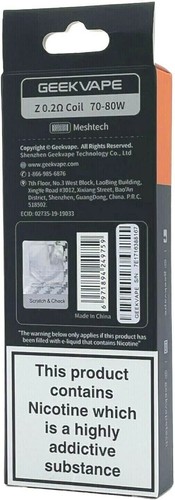 GeekVape Zeus Coils Z1 0.4 - Z2 0.2 Geek Vape Coil Z Sub Ohm Mesh 5pcs/pack UK - Picture 16 of 21