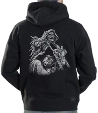 GRIM REAPER Motorcycle Hooded Sweat Shirt ~ Biker Skull Hoodie ~ Punisher