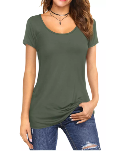 WOMEN'S CAP SHORT SLEEVE ROUND SCOOP NECK PLAIN T-SHIRT FITTED TEE TOP UK 6- 24 - Picture 7 of 30
