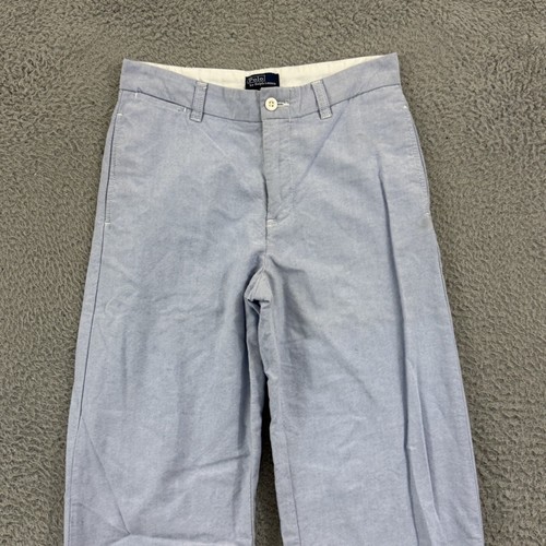 Polo Ralph Lauren Pants Boys 14 Blue Oxford Flat Front 27x30 Dress Chino Preppy - Picture 3 of 14